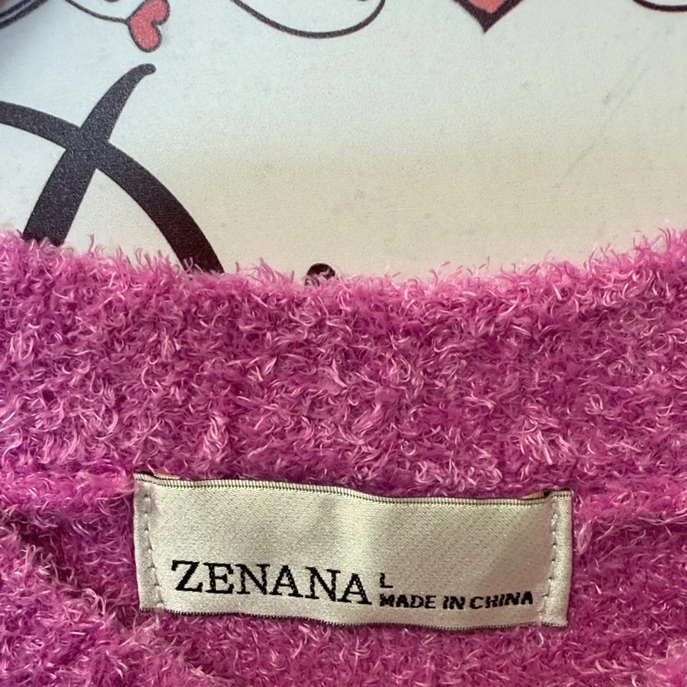 Zenana Vibrant Pink Brushed Soft Sweater – Cozy Blanket-Soft Knit, Chic - Picture 4 of 7